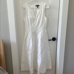 Ellen Tracy White Sleeveless Paneled Midi Dress